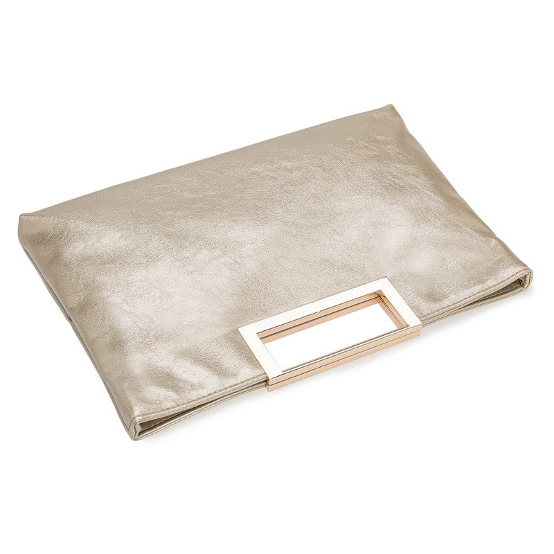CHARMING TAILOR Fashion PU Leather Handbag Stylish Women Convertible Clutch Purse (Gold) - Image 5